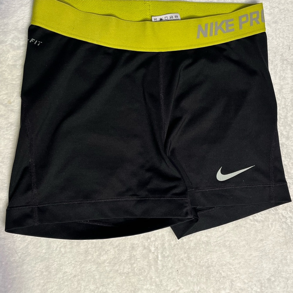 Nike Women’s Black Bike Shorts with Yellow Waistband